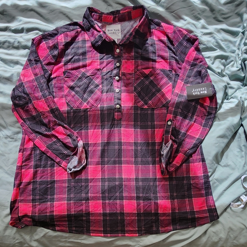 Old Navy Kids Plaid Button-Down Shirt - Red and Black